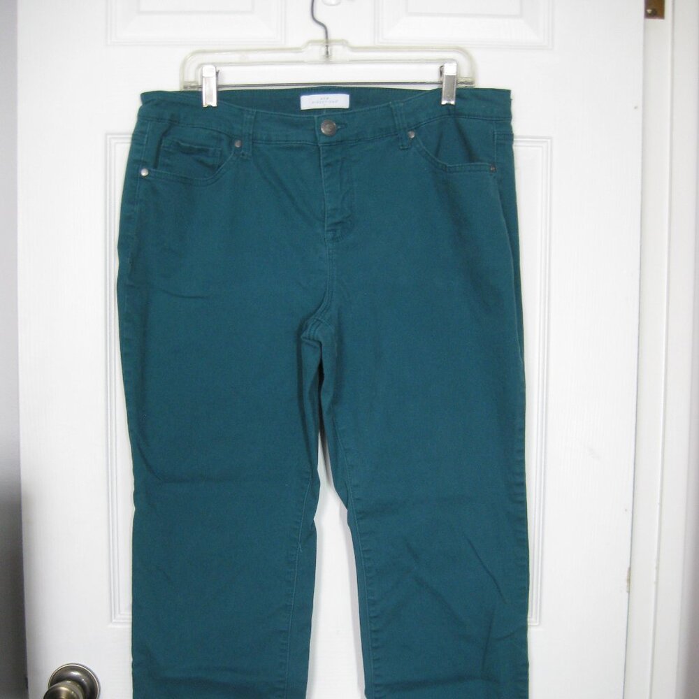 New Directions Jeans Womens 34x26 Size 14 Teal 97% Cotton